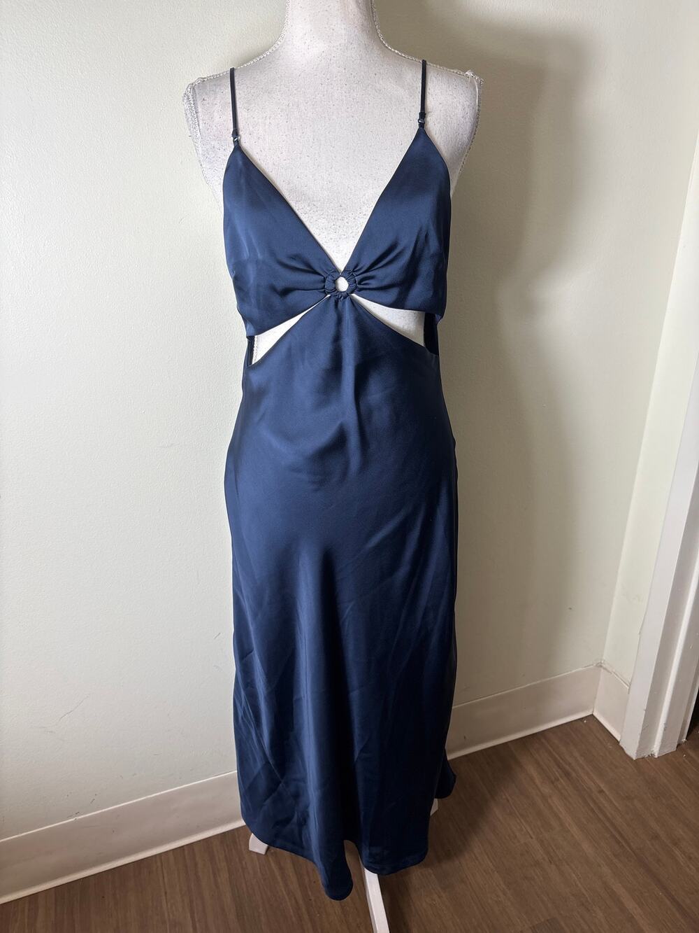 Jonathan Simkhai Navy Blue Spaghetti Strap Slip Dress Sz S